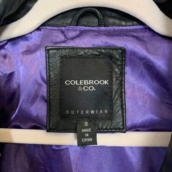 ColeBrook & Co Women’s Small Black Leather Jacket Motorcycle Slip Pockets Zip Up - Picture 3 of 7